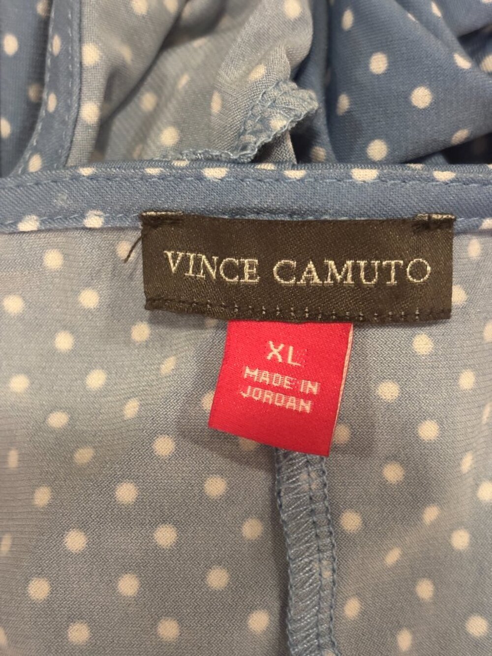Vince Camuto Blue Polka Dot Ring Detail Top Size XL Like New - Picture 4 of 5